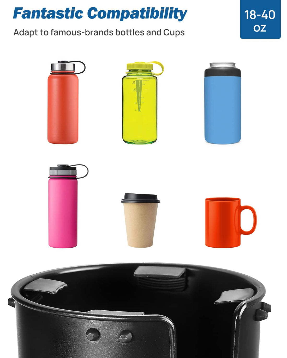 Cup Holder Expander for Car,for Car Hold  18-40 oz Bottles and Mugs