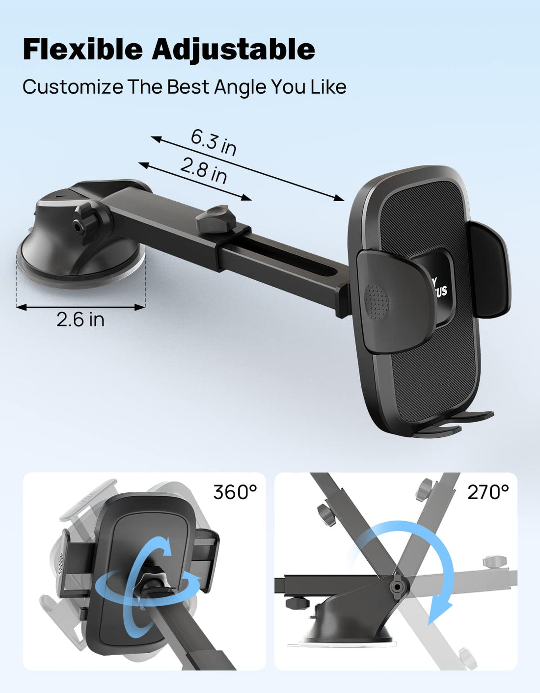Car Cup Holder Phone Mount,3 in 1, Universal Fit iPhone, Samsung, LG with Screen size from 4-7 inch