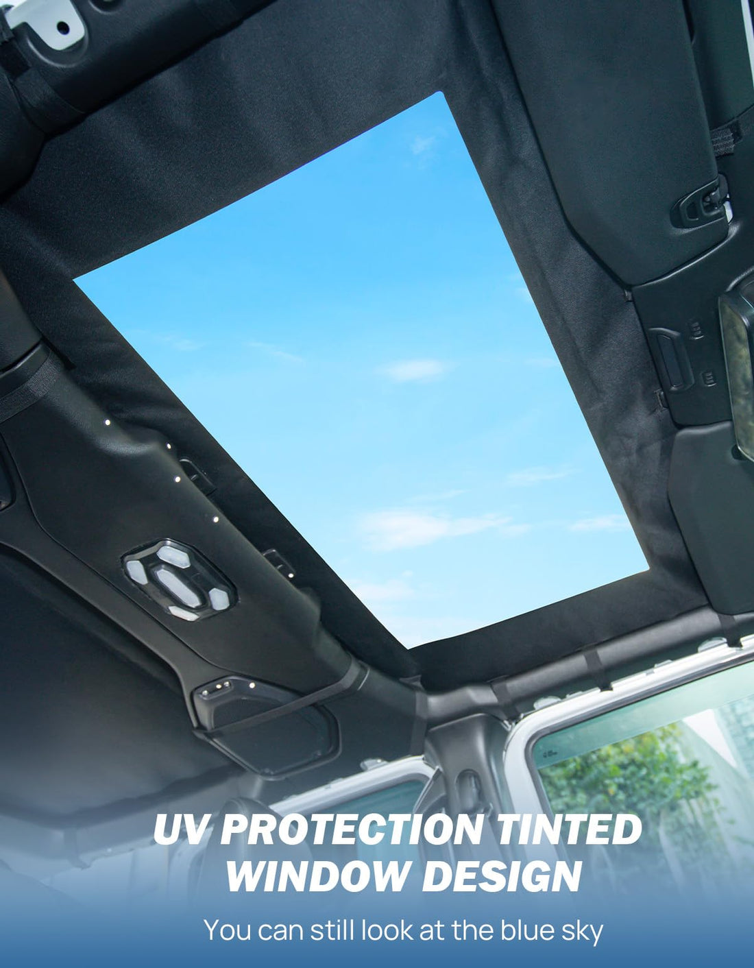 JOYTUTUS Sun Shade Top Fit for Wrangler JLU 4 Door 2018-2024, Waterproof Canvas Roof Top Cover