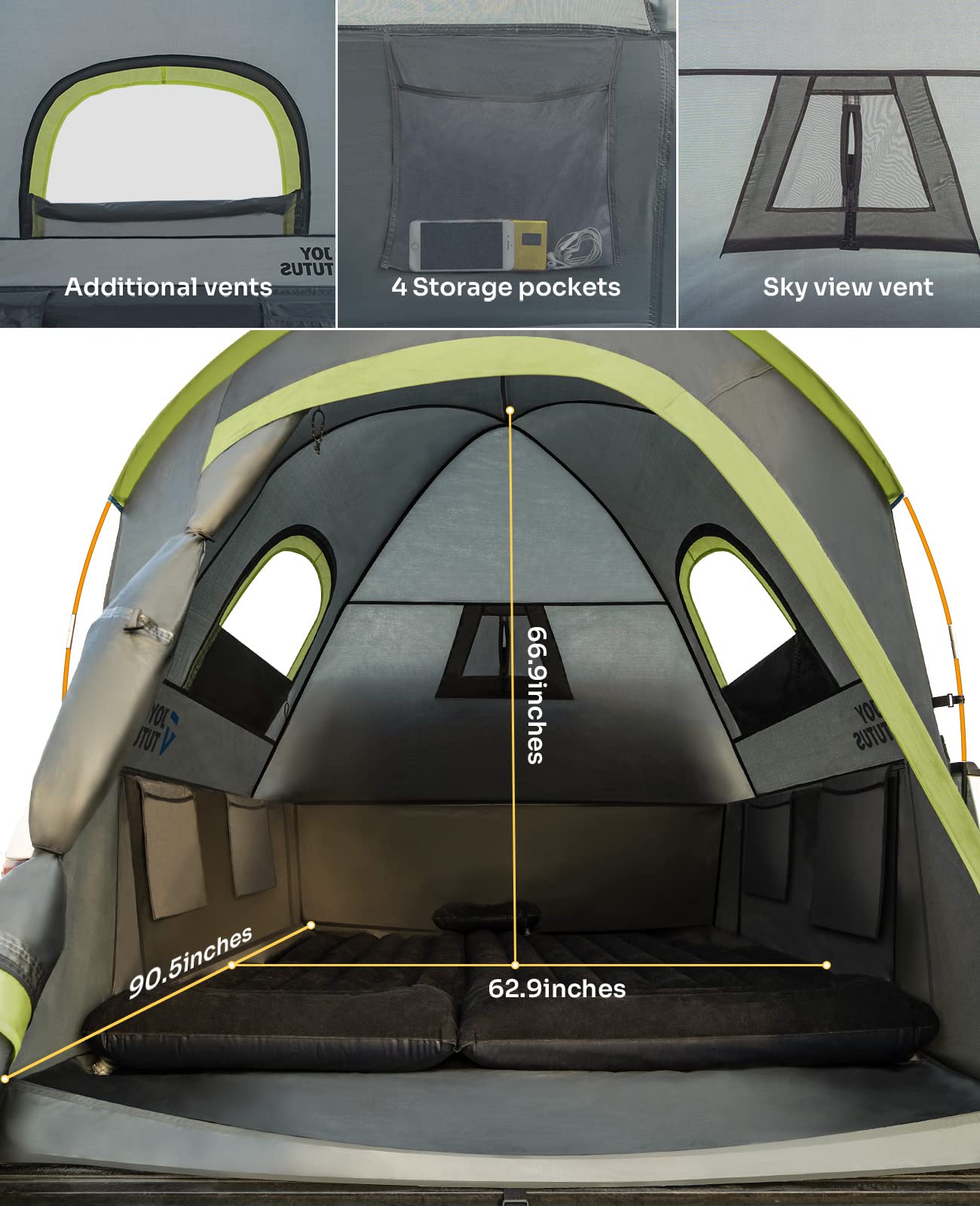 Pickup Truck Tent for 2 Person, Truck Bed Tent, 5.5'-6' Camping Preferred