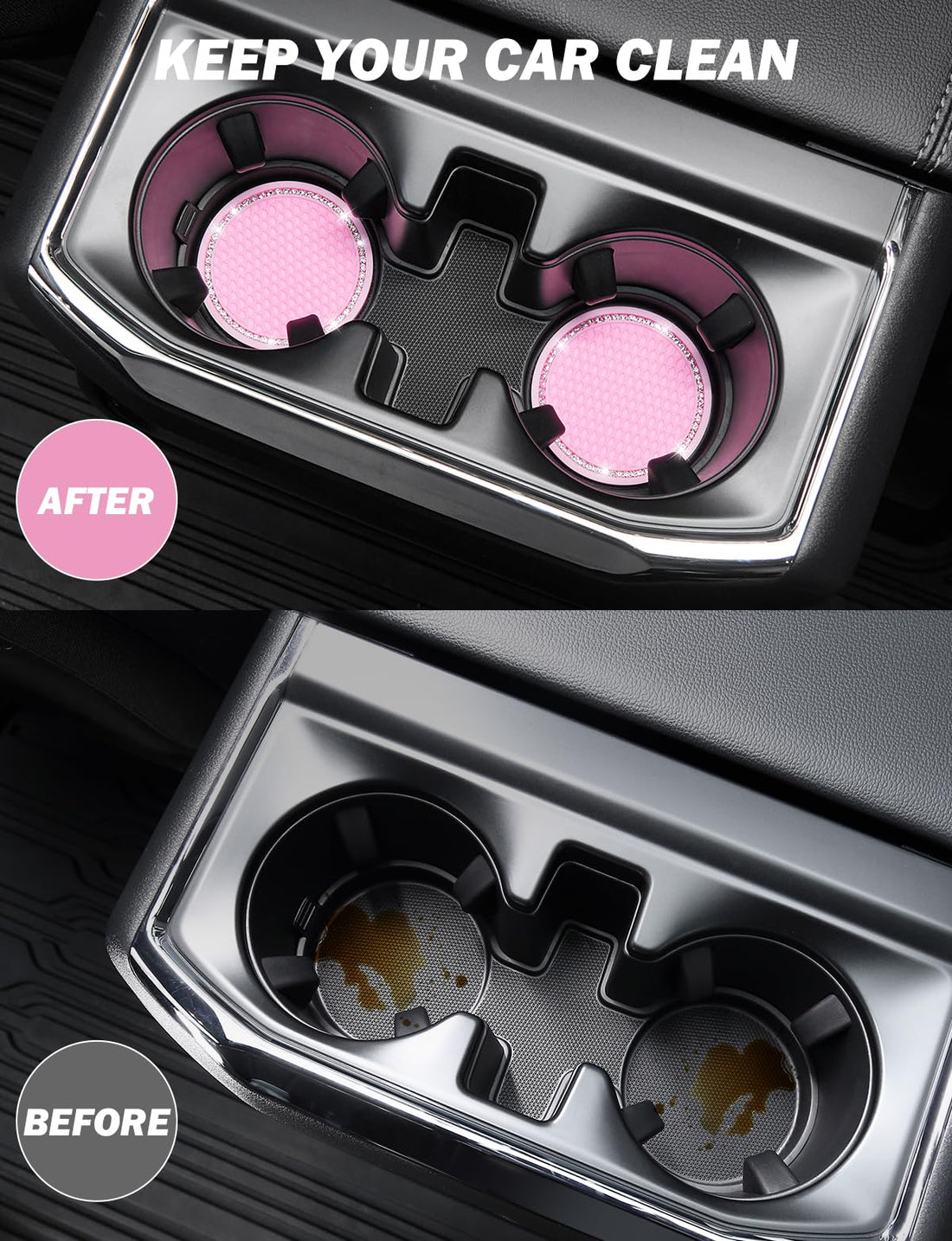 JOYTUTUS Car Cup Holder Coaster, 2.75 inch Universal Anti-Slip Shockproof Car Coasters