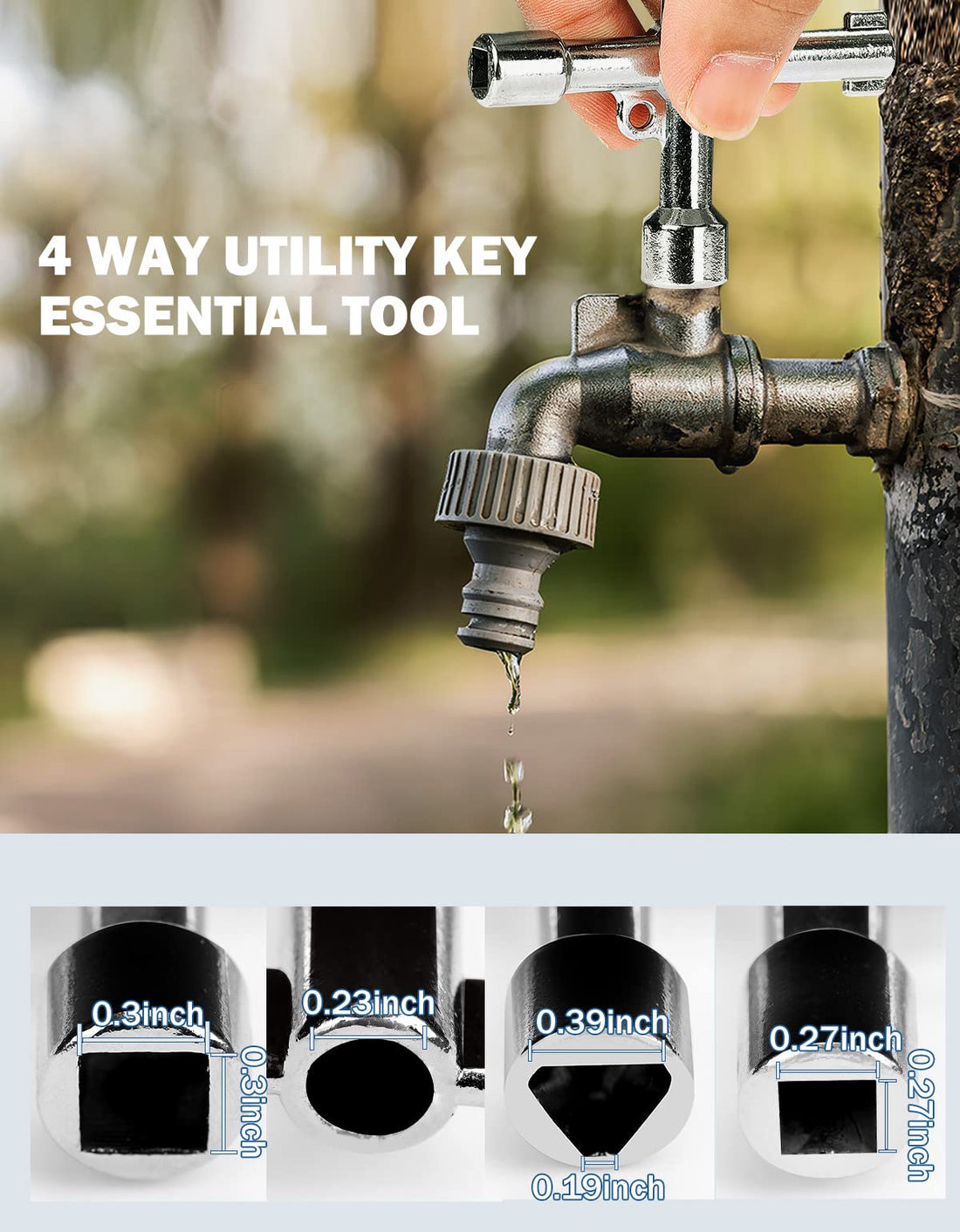 12" 17" Water Meter Key, Water Shut Off Tool , T-Handle Water Valve Key for Water Meter