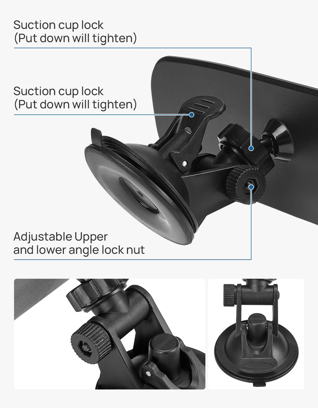 JOYTUTUS Rear View Mirror With Adjustable Suction Cup, Universal HD Thickened Wide Angle Mirror