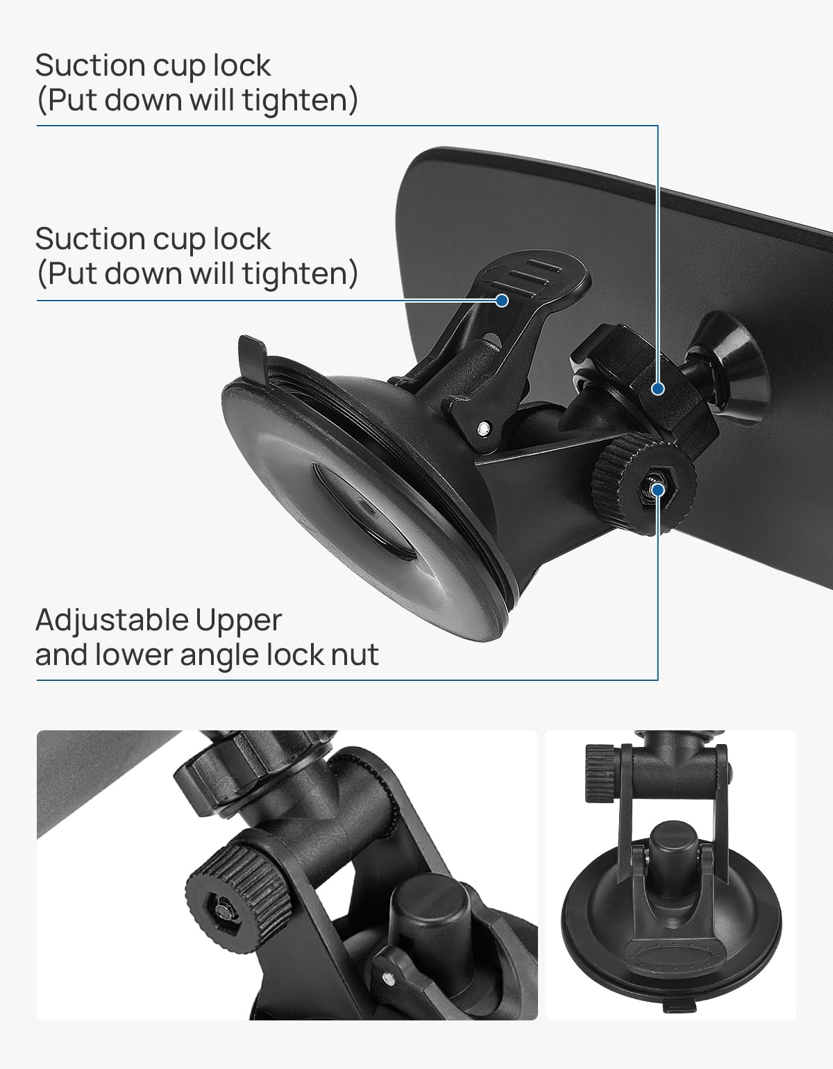JOYTUTUS Rear View Mirror With Adjustable Suction Cup, Universal HD Thickened Wide Angle Mirror