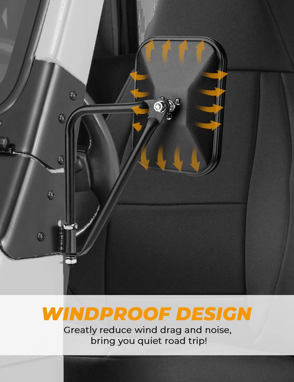 Mirrors Doors Off Fit for 1987-2024 Wrangler YJ TJ JK JKU JL JLU JT Gladiator