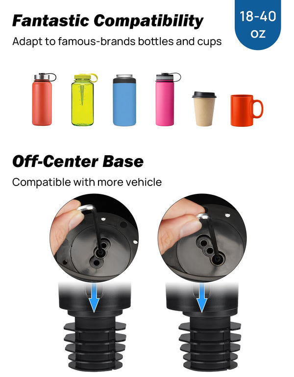 Cup Holder Extender for Car with Phone Holder for Yeti, Hydro Flasks, Stanley 32/40oz, Other Bottles in 3.4