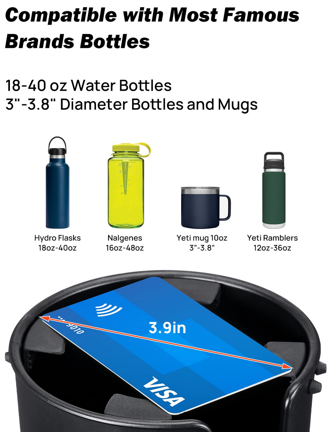 Car Cup Holder Expande for Car Hold 18-40 oz Bottles and Mugs, Other Bottles in 3.4"-3.8"