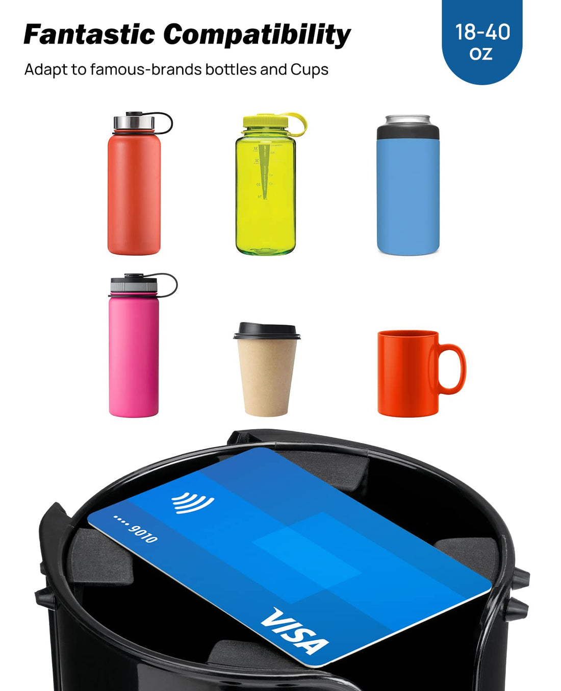 Car Cup Holder Expander, Adapt with 18-40 oz, fit in 2.75-3.25 inch Car Holder