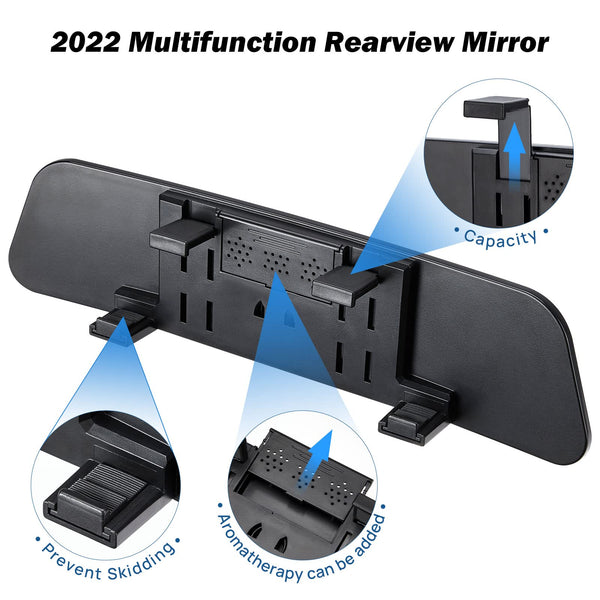 12 Inch Panoramic Rearview Mirror, Interior Clip-on Wide Angle Convex Universal Rear View Mirror-Clear