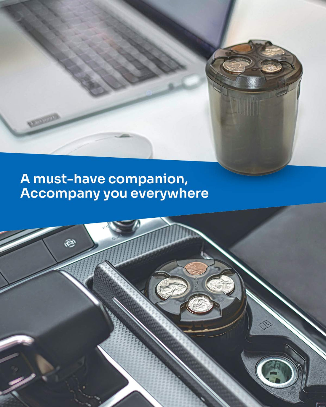 Coin Holder for Car Cup Holder, Fit for Most Car Trucks Accessories