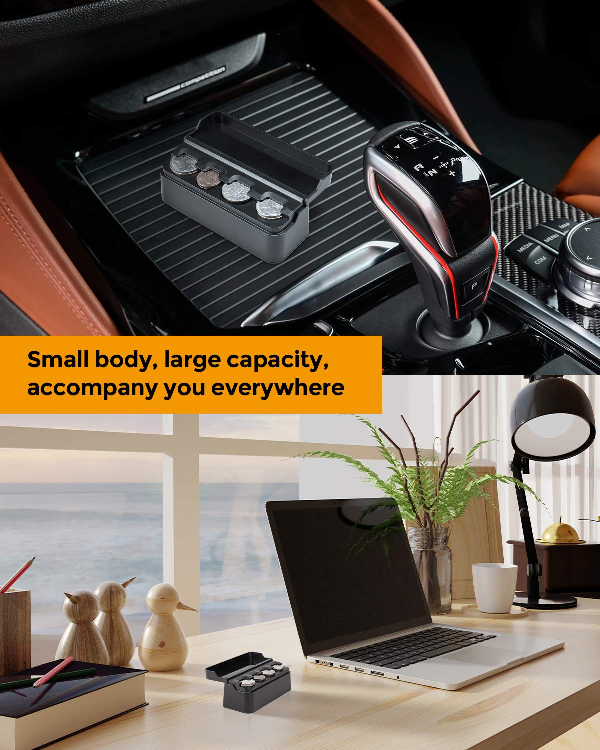 Coin Holder for Car Change Organizer Universal Compatible with Most Car Trucks