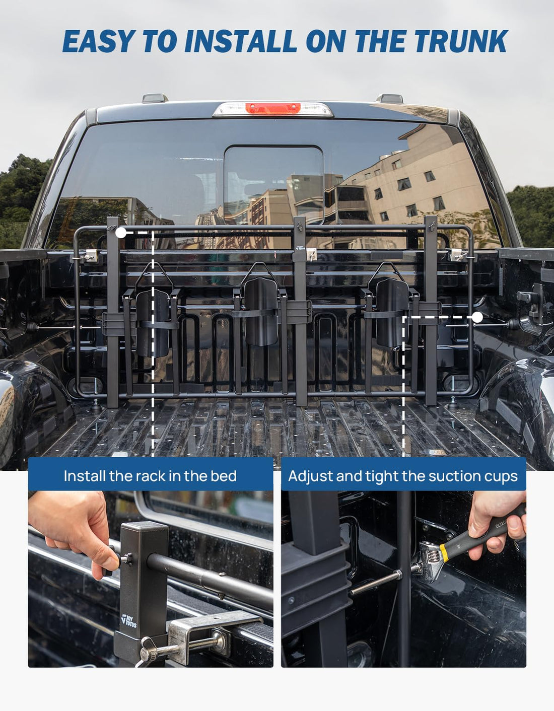 JOYTUTUS Truck Bed Bike Rack for Full Size Pickup, Truck Bed Bicycle Rack,  No Remove Tire