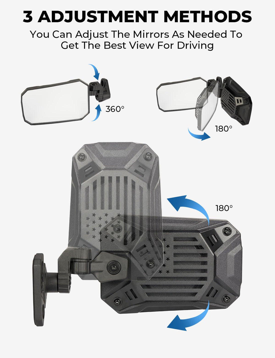 JOYTUTUS Wrangler Mirrors Doors Off Fit for Wrangler TJ JK & Unlimited 1997-2018