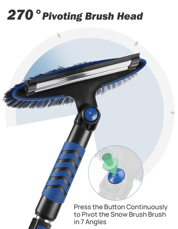 41.5″ Extendable Snow Brush and Ice Scraper, 270° Pivoting Snow Scraper Brush for Car Windshield