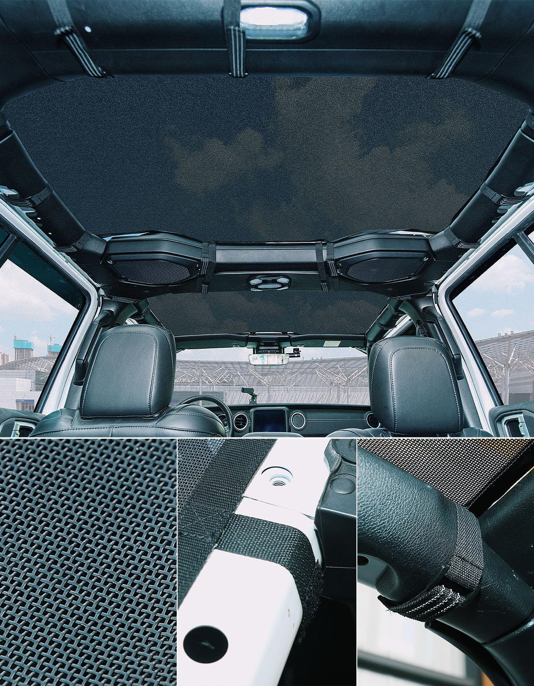 JOYTUTUS Sunshade Mesh Top Cover Fit for Wrangler JLU 2018-2023 (Front+Rear)