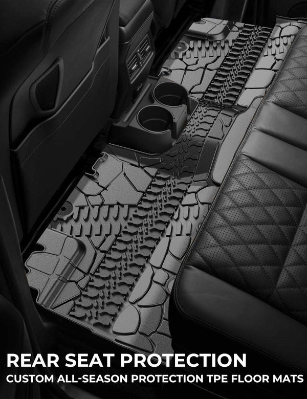 Floor Mats Compatible with Wrangler JK Unlimited, All Weather Front & Rear Complete Set TPE Slush Floor Liner for 2014-2018 Wrangler JKU 4-Door