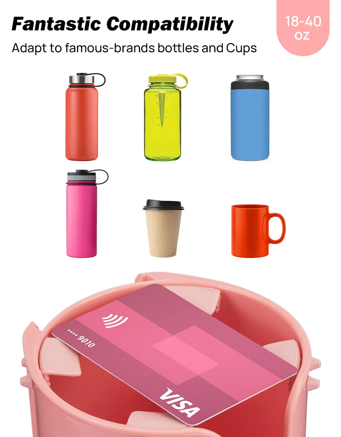 Car Cup Holder Expander, Adapt with 18-40 oz, fit in 2.75-3.25 inch Car Holder