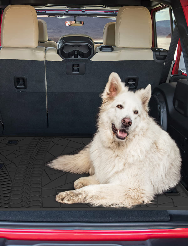 Cargo Mat with OEM Subwoofer, All-Weather Guard Trunk Mat Cargo Liners Heavy Duty Waterproof Odorless Durable for Wrangler JL 2018-2023 4 Door - NOT FIT 4XE Black