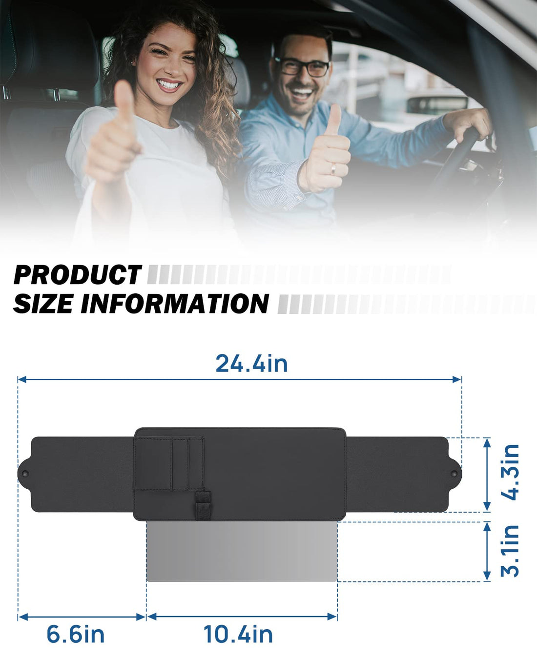 Polarized Sunshade Extender for Car with Polycarbonate Lens, Adjustable Sun Visor Extender Anti-Glare