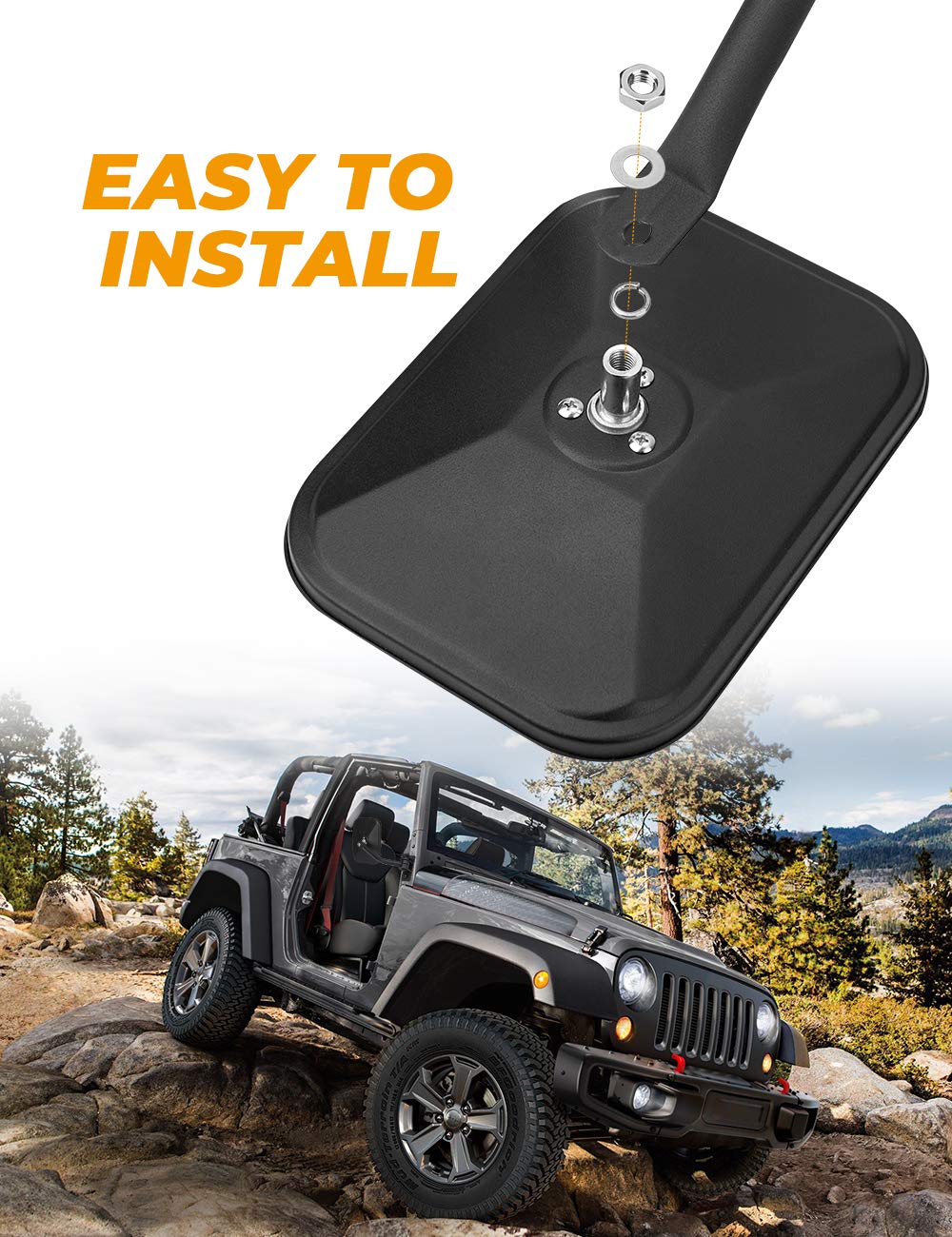 Mirrors Doors Off Fit for Wrangler TJ JK JKU 1997 - 2018