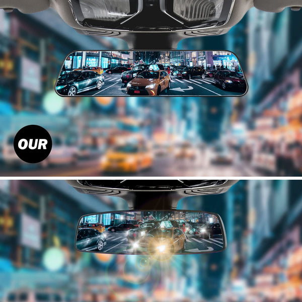 12 Inch Panoramic Anti-Glare Rearview Mirror, Interior Clip-on Wide Angle Convex Universal Rear View Mirror for SUV Trucks -Blue