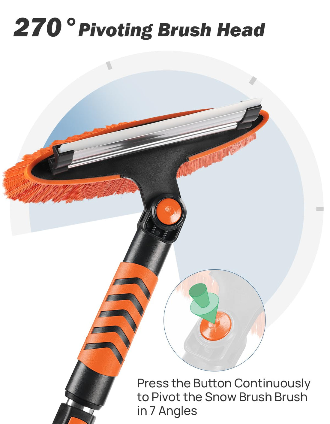 41.5″ Extendable Snow Brush and Ice Scraper, 270° Pivoting Snow Scraper Brush for Car Windshield