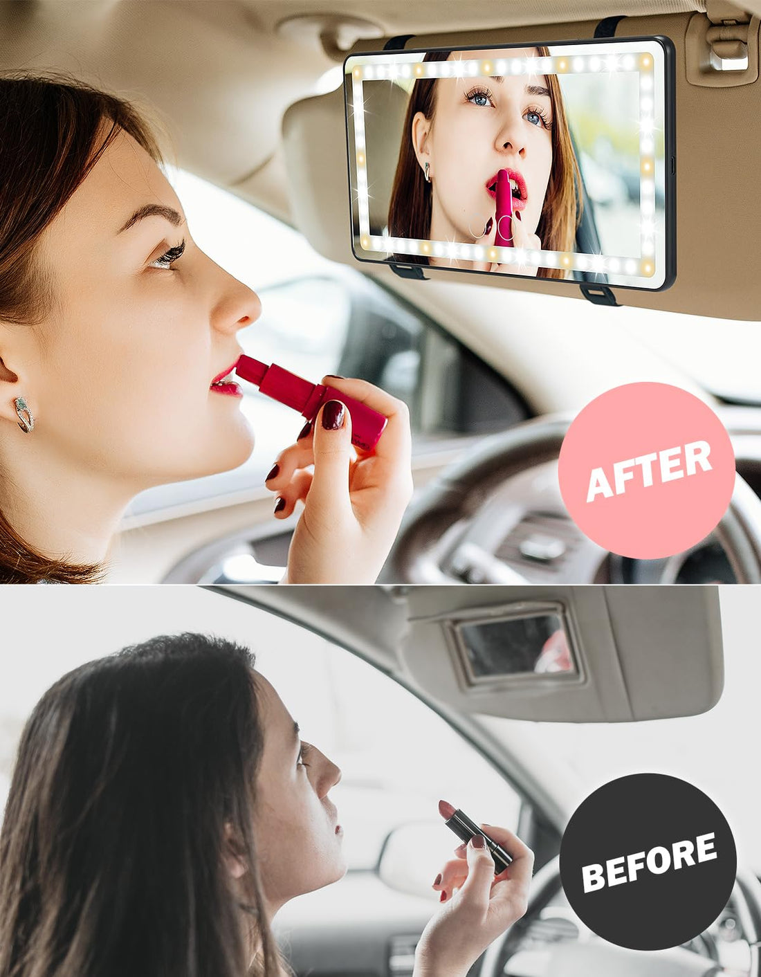 JOYTUTUS Car Sun Visor Vanity Mirror, Car Vanity Mirror With Lights