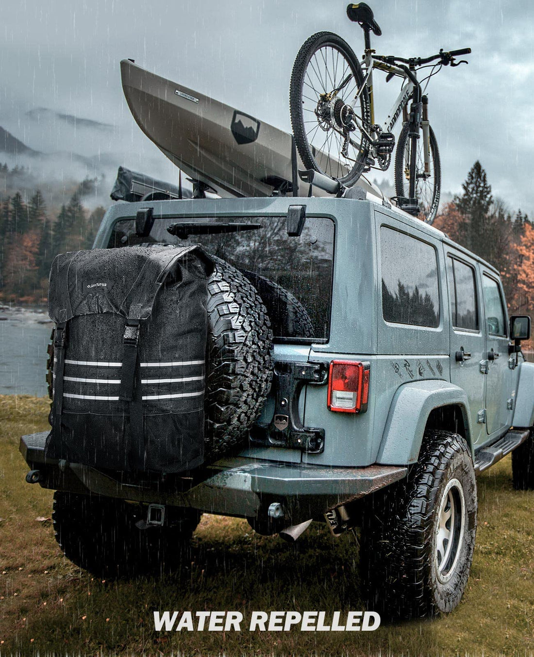 Upgraded Fits 40" Tire 31 Gallons Overland Series Larger Capacity Cargo Spare Tire Storage Bag for 4x4 Off-Road Camping Recovery Gear Firewood for Wrangler JK JKU JL