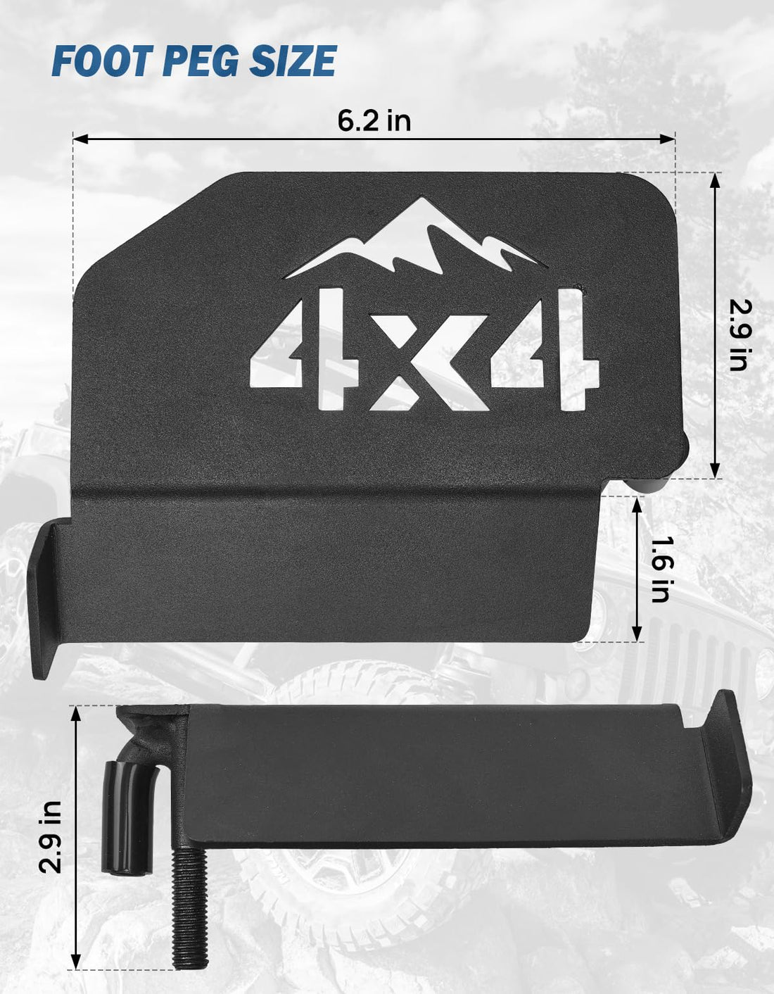 JOYTUTUS Upgraded 120° Wrangler Foot Pegs Fit for Wrangler JK JL Gladiator JT 2007- 2024