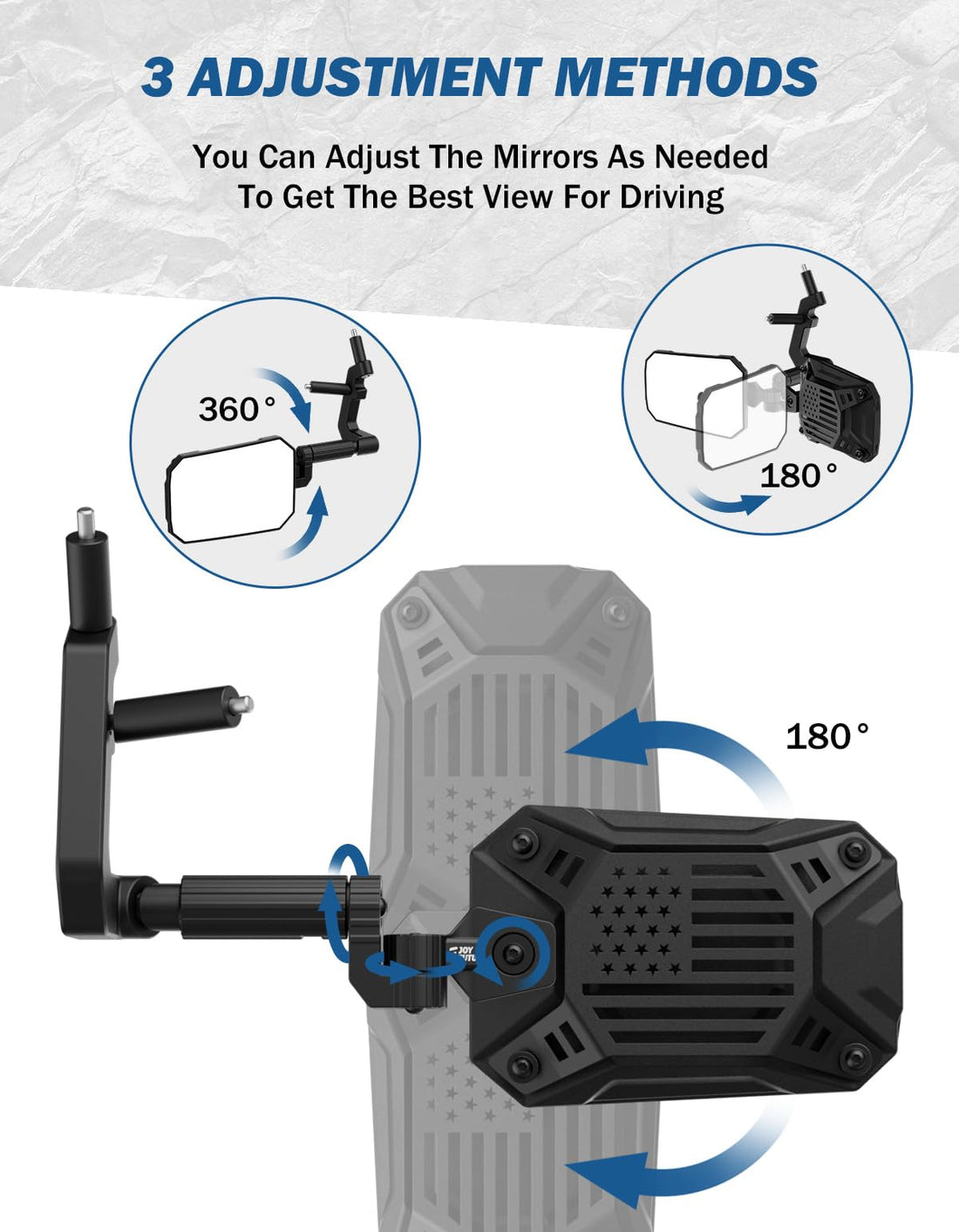 JOYTUTUS Mirrors Doors Off Fit for 2007-2018 Wrangler JK & Unlimited (NOT FIT Wrangler JL)