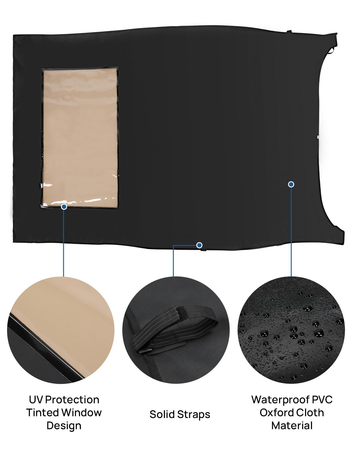 JOYTUTUS Sun Shade Top Fit for Wrangler JLU 4 Door 2018-2024, Waterproof Canvas Roof Top Cover