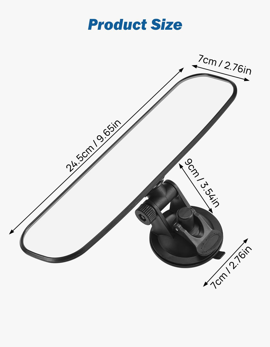 JOYTUTUS Rear View Mirror With Adjustable Suction Cup, Universal HD Thickened Wide Angle Mirror