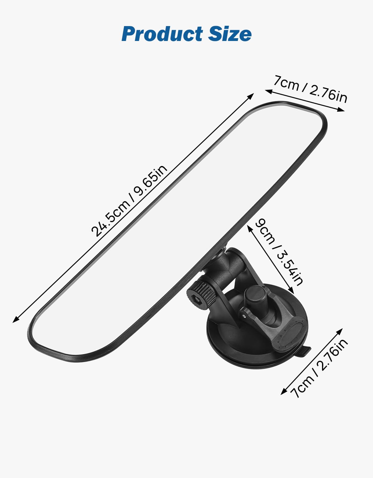 JOYTUTUS Rear View Mirror With Adjustable Suction Cup, Universal HD Thickened Wide Angle Mirror