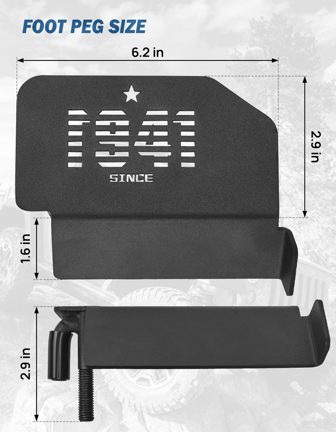 JOYTUTUS Upgraded 120° Wrangler Foot Pegs Fit for Wrangler JK JL Gladiator JT 2007- 2024