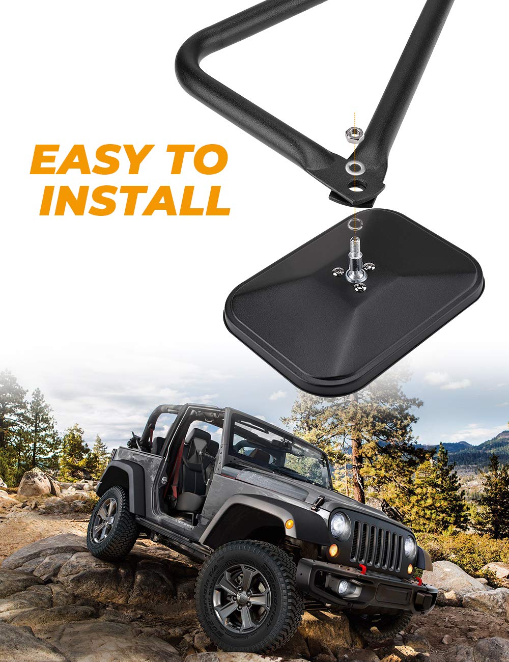 Mirrors Doors Off Fit for 1987-2024 Wrangler YJ TJ JK JKU JL JLU JT Gladiator