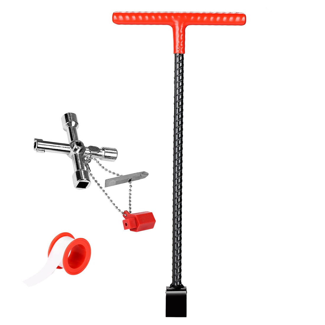 12" 17" Water Meter Key, Water Shut Off Tool , T-Handle Water Valve Key for Water Meter
