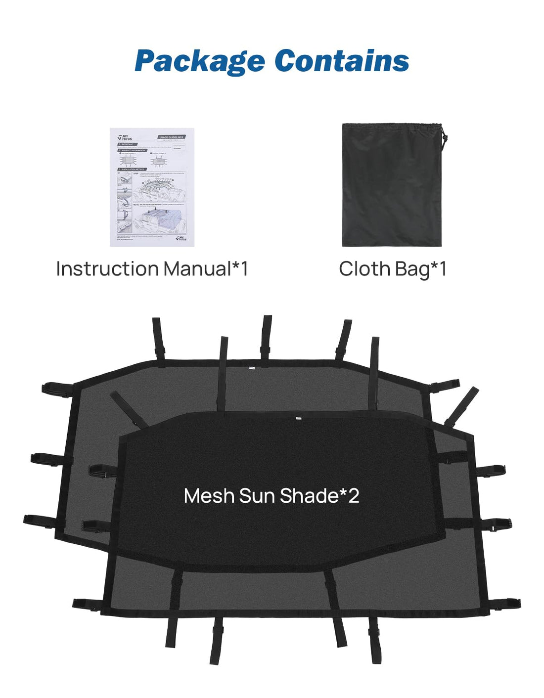 JOYTUTUS Sunshade Mesh Top Cover Fit for Wrangler JLU 2018-2023 (Front+Rear)