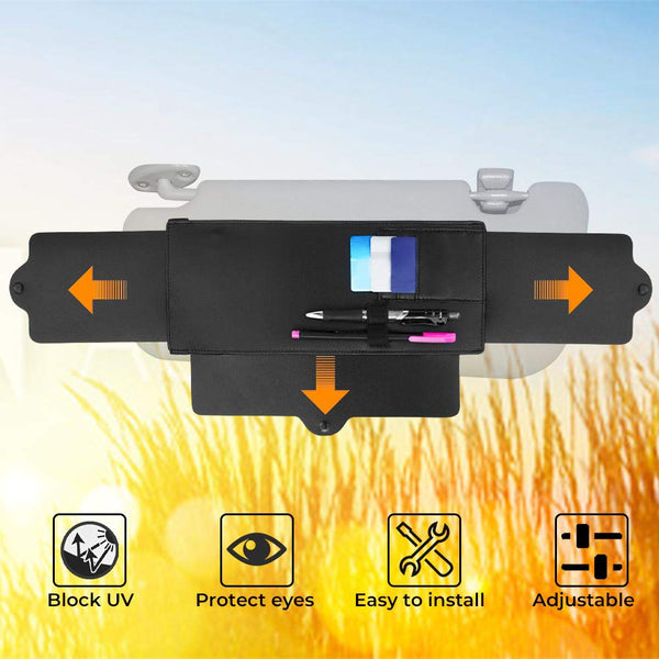 Polarized Sunshade Extender for Car with Polycarbonate Lens, Adjustable Sun Visor Extender Anti-Glare