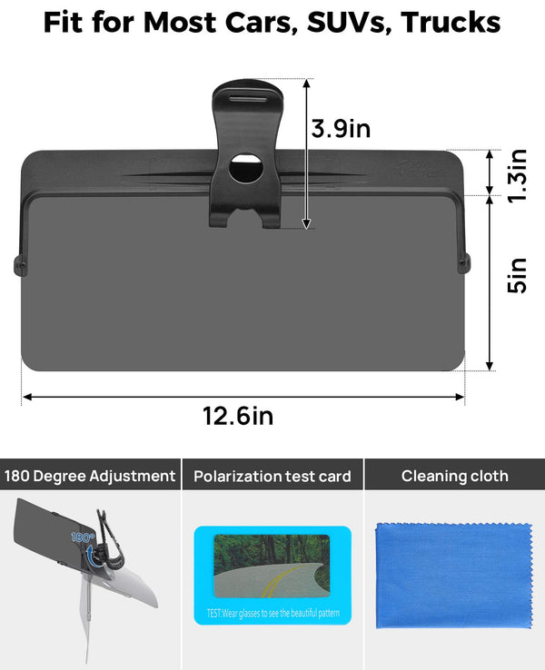 2 in 1 Polarized Sun Visor for Day and Night, Anti-Glare Car, UV-Filtering/ Sun Protection, Polarized Vehicle Windshield Sunshade Car Accessories for  Clearer Vision and Safety Driving 