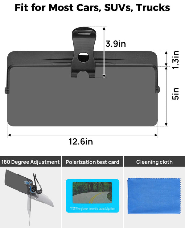 Sun Visor for Car, Universal Anti-Glare Polarized Sun Visor Extender , UV400 Car Visor Extension Protect