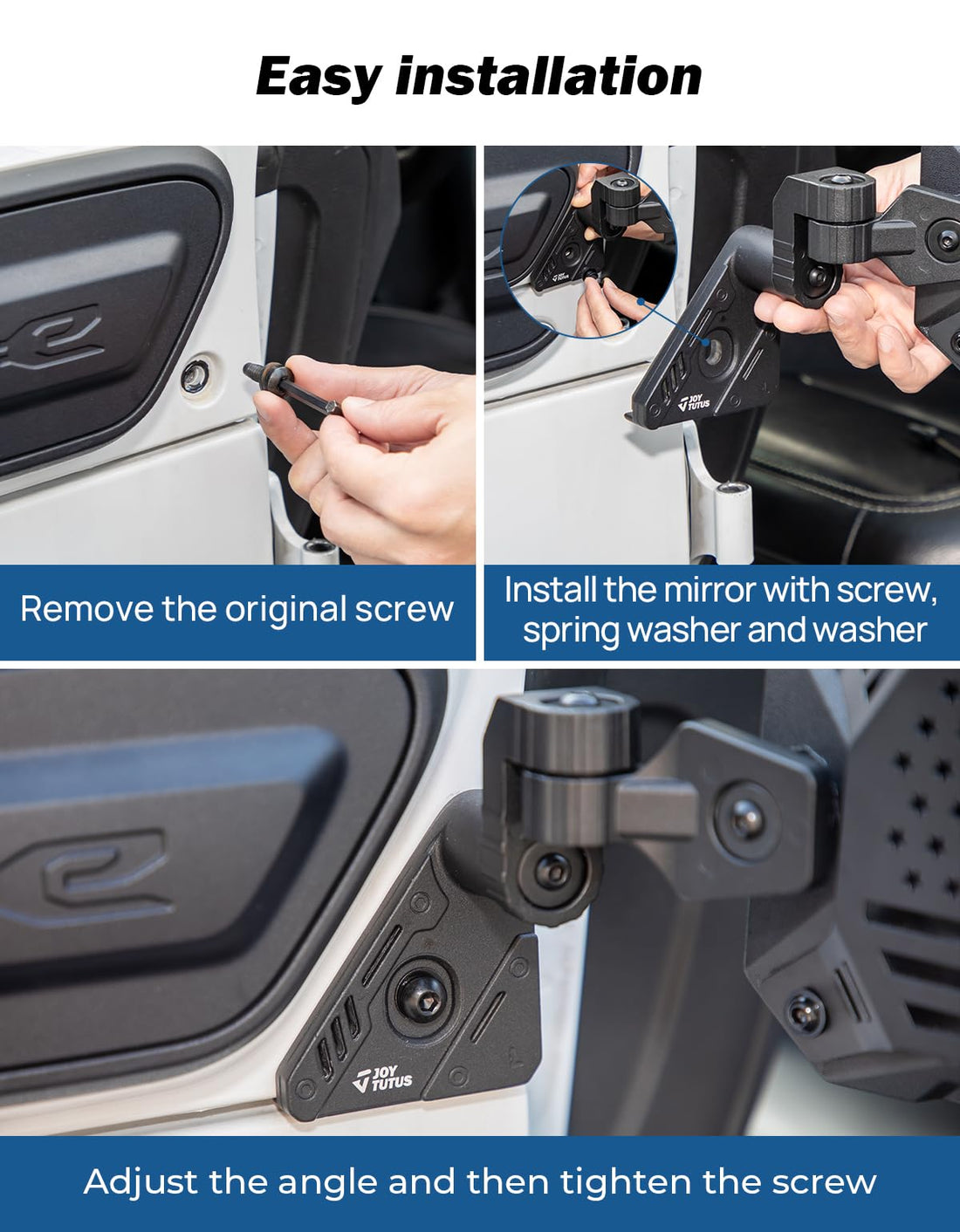 JOYTUTUS Mirrors Doors Off Fit for Wrangler JL Gladiator JT, Wrangler JL 2018-2024