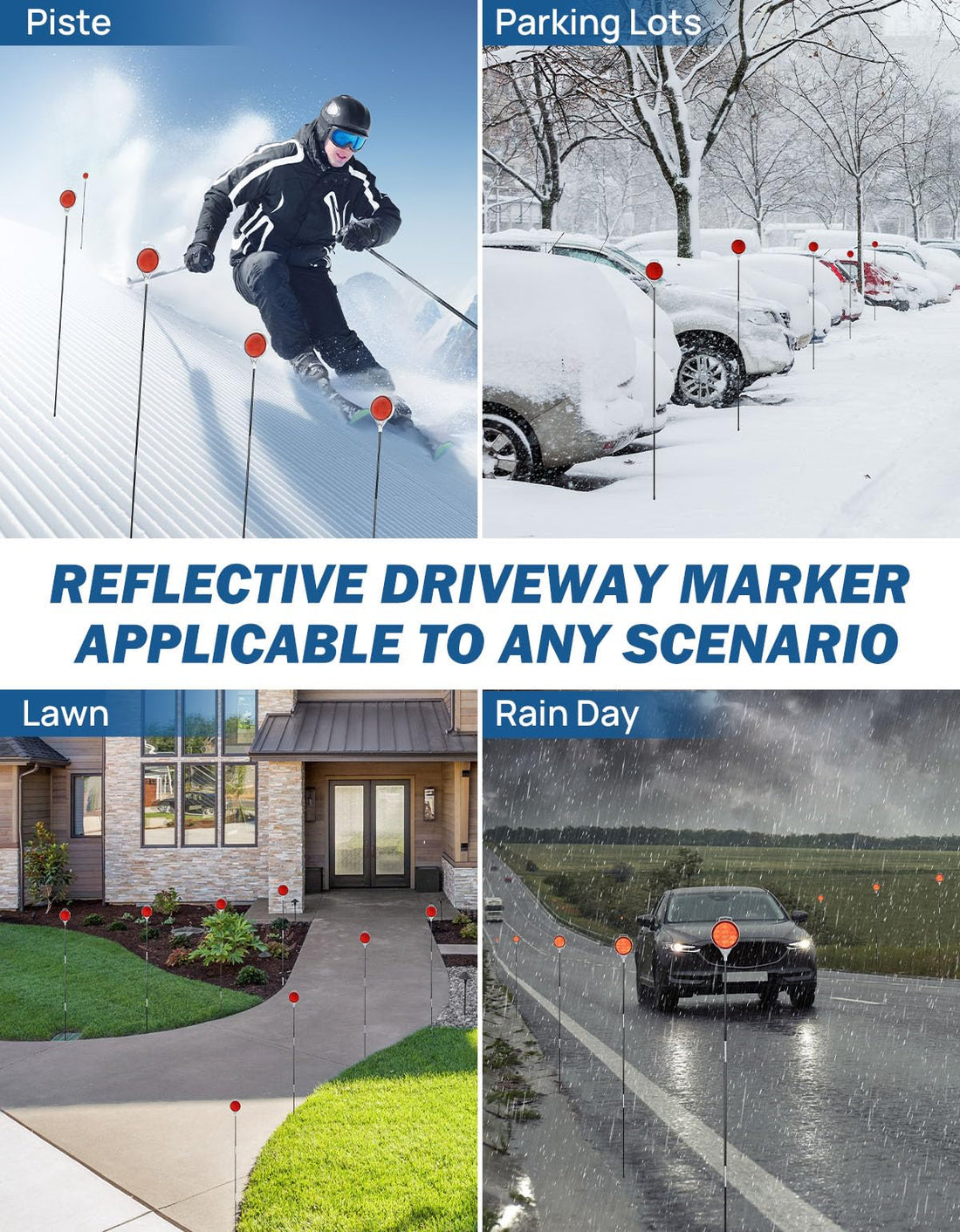 JOYTUTUS 48.43 Inch Reflective Driveway Markers (Pack of 4)