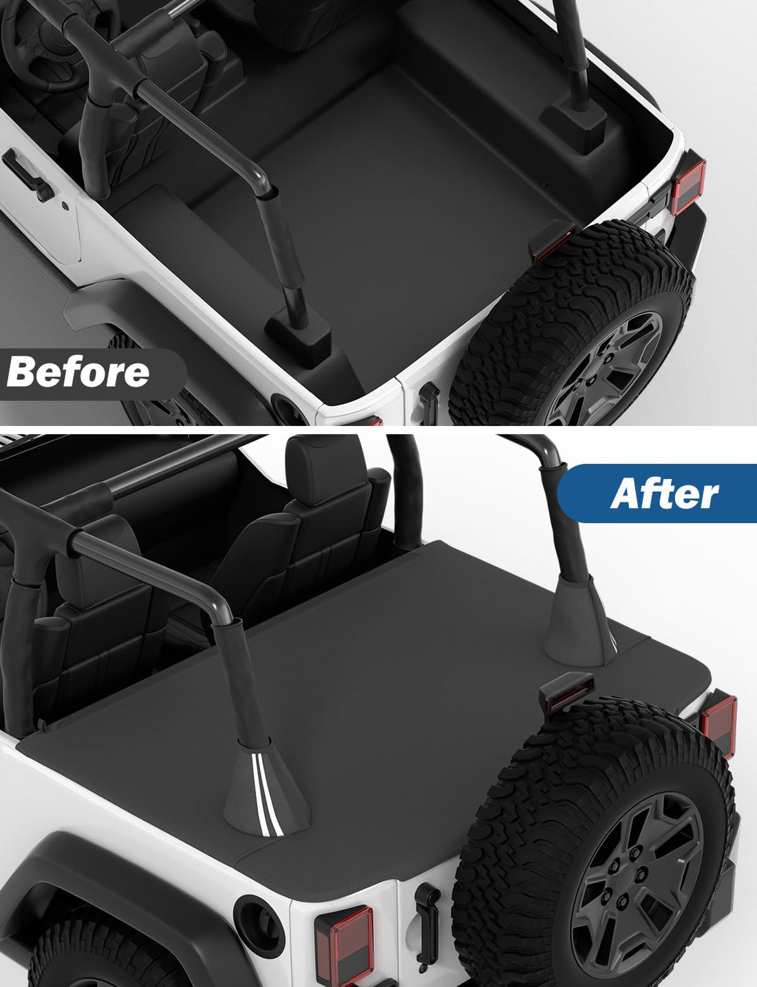 JOYTUTUS Tonneau Cover Fit for 2007-2018 Wrangler JK 2 Doors, JK Cargo Trunk Cover Tailgate Cover