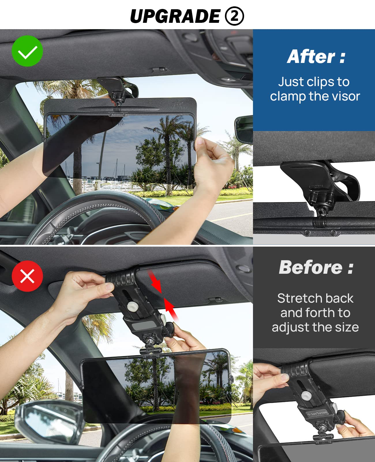 Sun Visor for Car, Universal Anti-Glare Polarized Sun Visor Extender , UV400 Car Visor Extension Protect