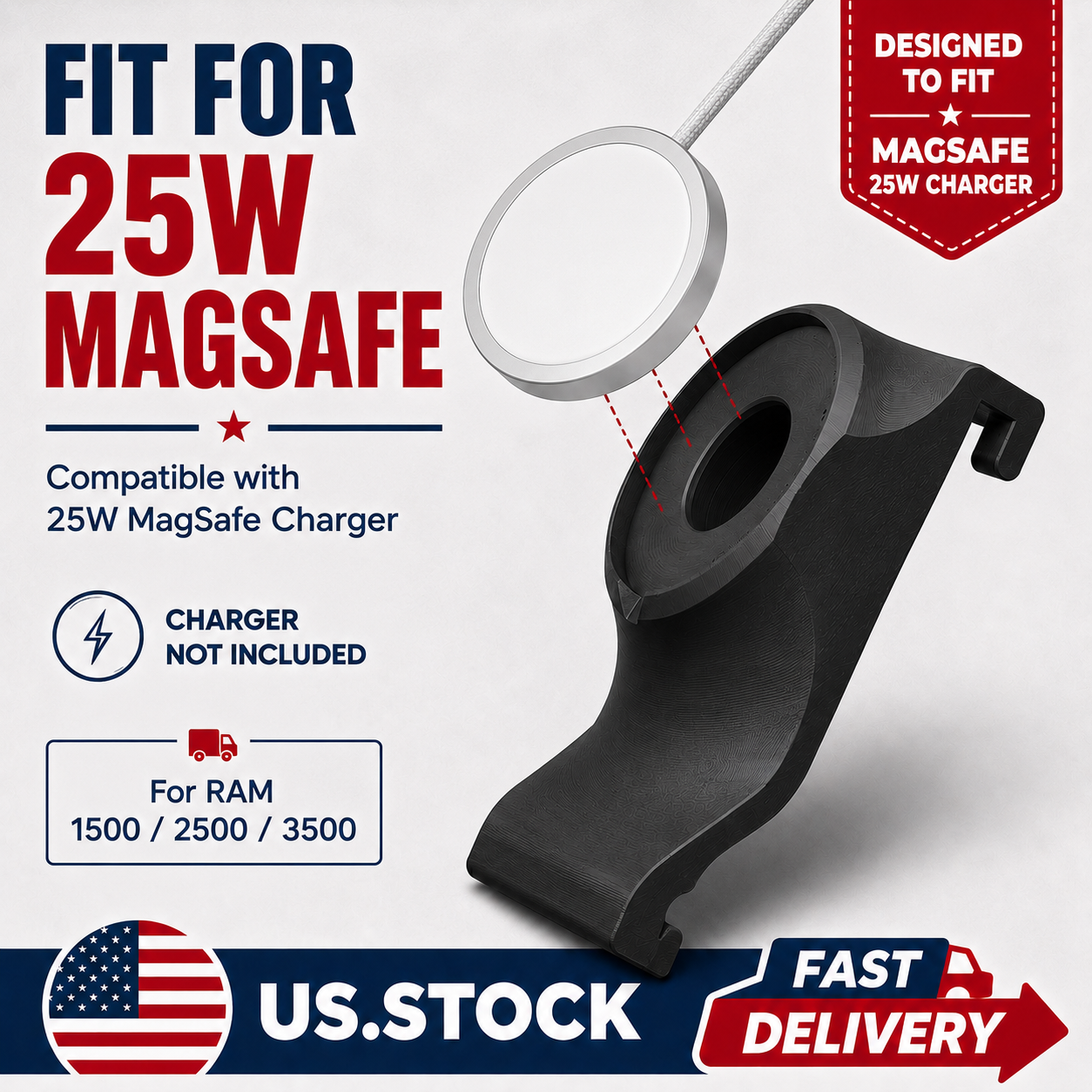 3D Printed 25W MagSafe Mount Adapter for Ram Trucks