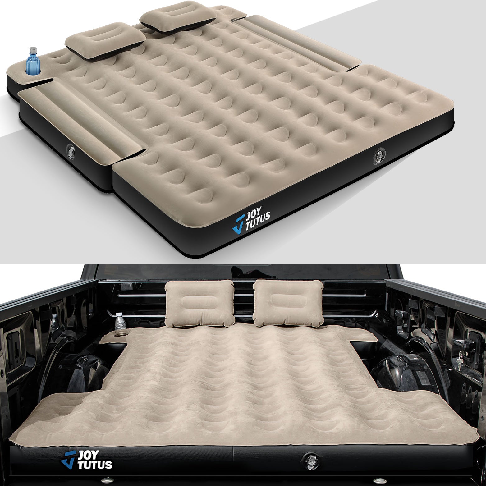 5.5–6.7ft Truck Bed Air Mattress, Inflatable Camping Mattress, Camel and Black