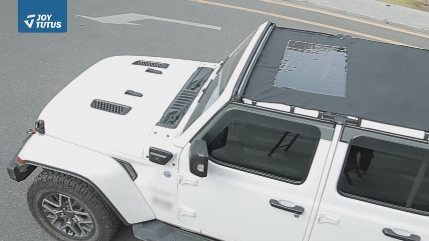 JOYTUTUS Sun Shade Top Fit for Wrangler JLU 4 Door 2018-2024, Waterproof Canvas Roof Top Cover