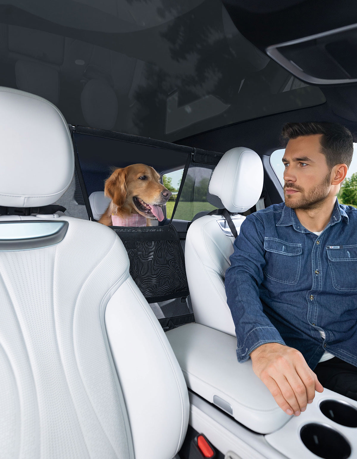 2026 Upgraded Dog Car Barrier with Zippered Mesh Window